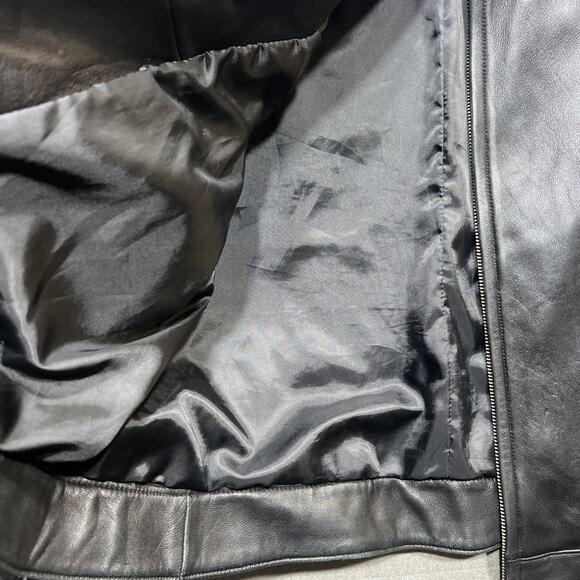 Vintage Y2K Zara Motorcycle Leather Jacket Black Womens Size 2XL Fits Smaller!! - Picture 7 of 15